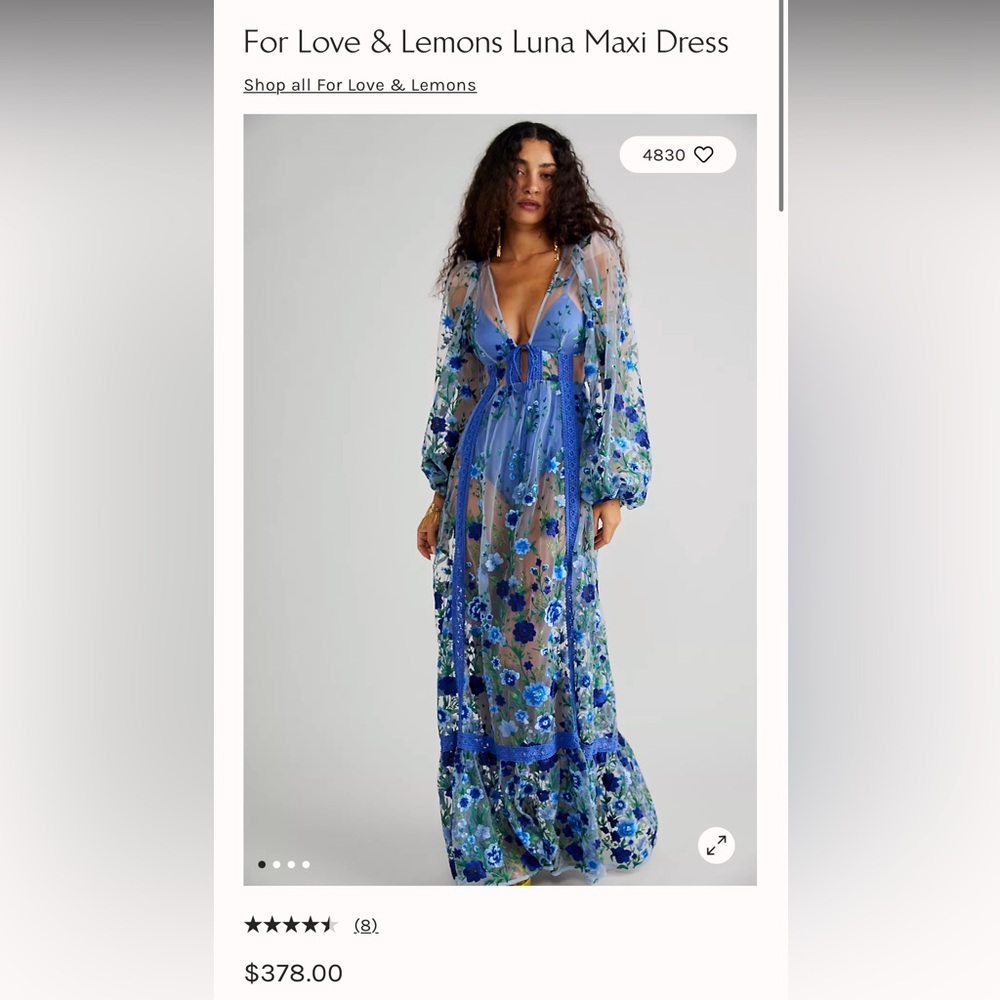 For Love And Lemons - Luna Dress in Blue